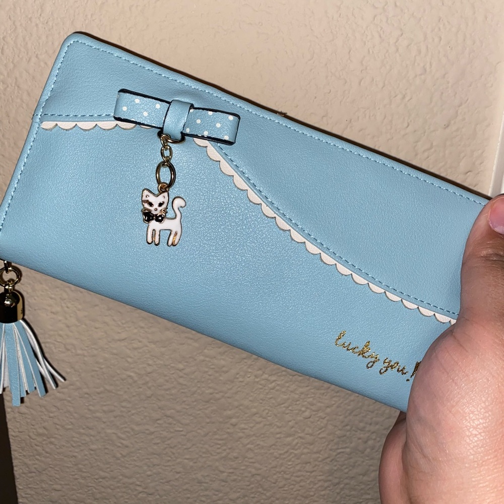 Light blue long wallet.